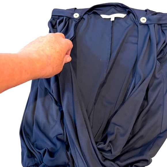 RACHEL ROY sleeveless shorts romper jumpsuit skort size small blue silky pockets - Picture 5 of 9